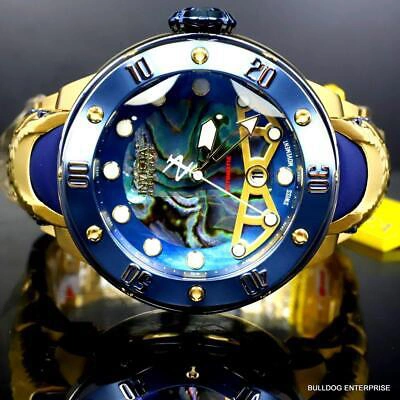Pre-owned Invicta Reserve Kraken Swiss R150 Automatic Abalone Gold Plated Watch 52mm