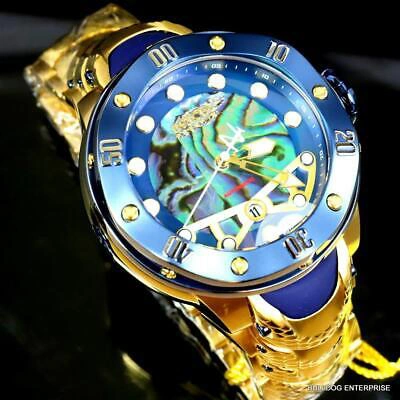 Pre-owned Invicta Reserve Kraken Swiss R150 Automatic Abalone Gold Plated Watch 52mm