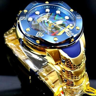 Pre-owned Invicta Reserve Kraken Swiss R150 Automatic Abalone Gold Plated Watch 52mm