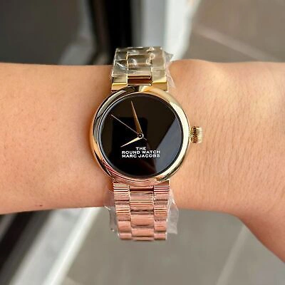 Pre-owned Marc Jacobs The Round Watch  For Ladies: Gold + Black. Rrp £310