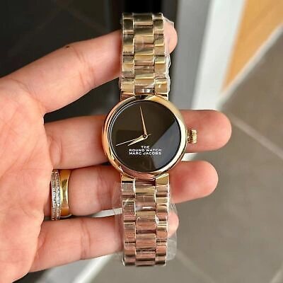Pre-owned Marc Jacobs The Round Watch  For Ladies: Gold + Black. Rrp £310