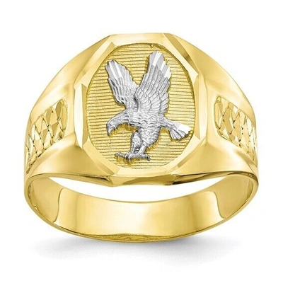 Pre-owned Fine Jewelry Solid 10k Yellow Gold Mens Eagle Ring Size 10