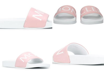 Pre-owned Moncler Joleen Leather Slides Sandals Shoes Mules 39 In White