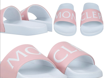 Pre-owned Moncler Joleen Leather Slides Sandals Shoes Mules 39 In White