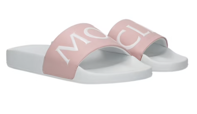 Pre-owned Moncler Joleen Leather Slides Sandals Shoes Mules 39 In White