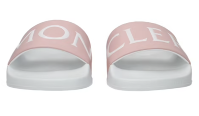 Pre-owned Moncler Joleen Leather Slides Sandals Shoes Mules 39 In White