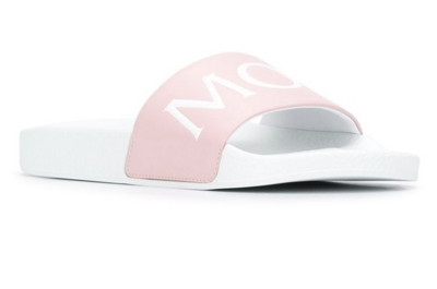Pre-owned Moncler Joleen Leather Slides Sandals Shoes Mules 39 In White
