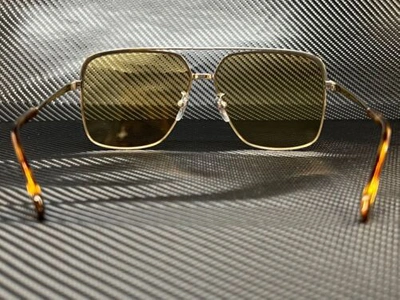 Pre-owned Gucci Gg1099sa 004 Silver Square 61 Mm Men's Sunglasses In Yellow