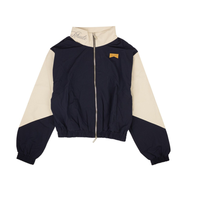 Pre-owned Rhude Navy Nylon Embroidered Logo Flight Track Jacket Size S $915 In Blue