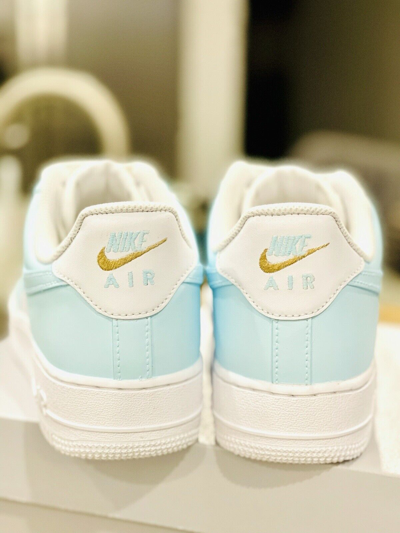 Pre-owned Nike Air Force 1 Low Ice Blue Custom Sneakers White Shoes Benefits Charity
