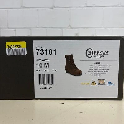 Pre-owned Chippewa Paladin 8" Waterproof Steel Toe Logger Men's Size 10m Brown
