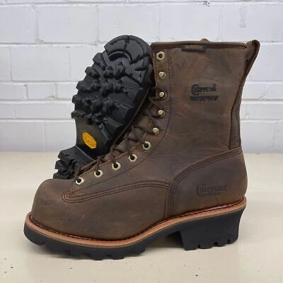 Pre-owned Chippewa Paladin 8" Waterproof Steel Toe Logger Men's Size 10m Brown