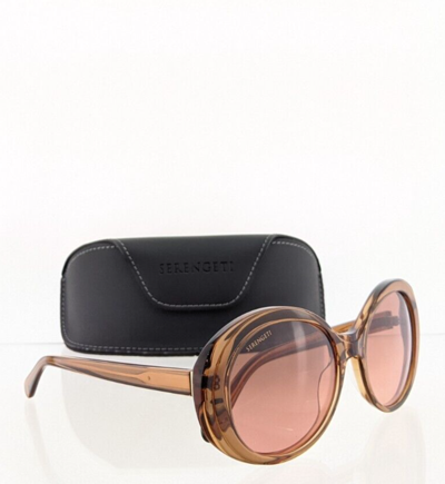 Pre-owned Serengeti Brand Authentic  Sunglasses Bascall Ss541006 55mm Clear Brown Frame In Pink