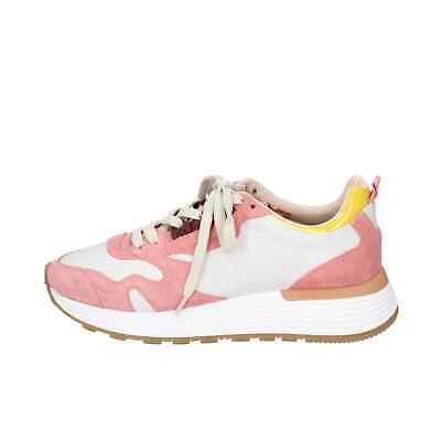 Pre-owned Moma Shoes Women  Sneakers Pink Leather White Suede 3as401-cr11 Bc795