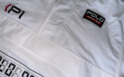 Pre-owned Ralph Lauren Polo  Water-repellent P1 Racing Hooded Windbreaker/jacket Mens Large In White