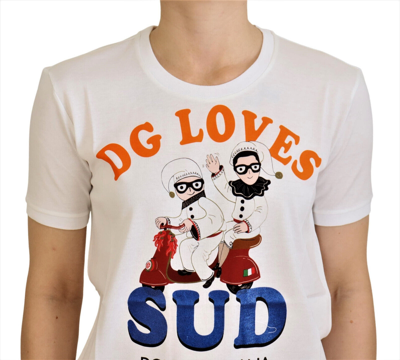 Pre-owned Dolce & Gabbana T-shirt Dg Loves Sud White Cotton Top S. It40 / Us6 / S $500