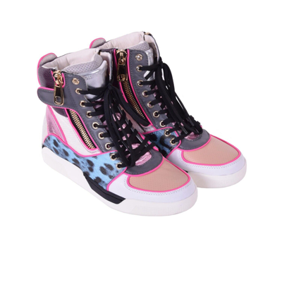 Pre-owned Dolce & Gabbana Patchwork High-top Leather Sneaker White Pink 35 Us 5 Uk 2 05871
