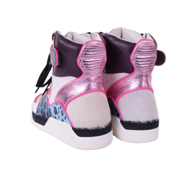Pre-owned Dolce & Gabbana Patchwork High-top Leather Sneaker White Pink 35 Us 5 Uk 2 05871