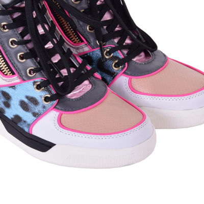Pre-owned Dolce & Gabbana Patchwork High-top Leather Sneaker White Pink 35 Us 5 Uk 2 05871