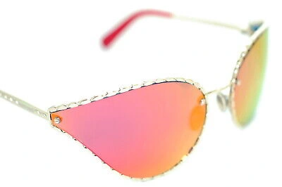 Pre-owned Roberto Cavalli 1124 32u Women Oversized Wrap Cat Eye Sunglasses Gold Red Mirror In Pink