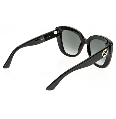 Pre-owned Gucci 0327 Black Gg Logo Butterfly Classic Authentic Cat Sunglasses Gg0327s 001 In Gray