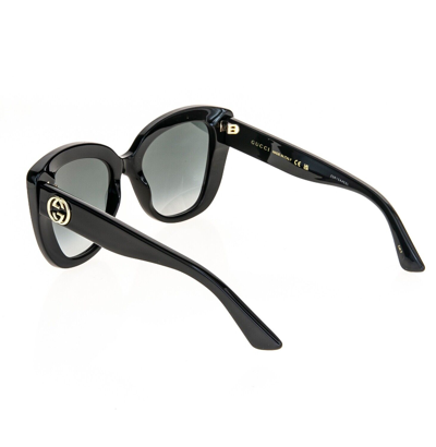 Pre-owned Gucci 0327 Black Gg Logo Butterfly Classic Authentic Cat Sunglasses Gg0327s 001 In Gray