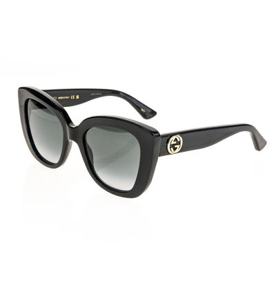 Pre-owned Gucci 0327 Black Gg Logo Butterfly Classic Authentic Cat Sunglasses Gg0327s 001 In Gray