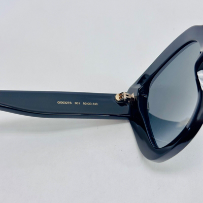 Pre-owned Gucci 0327 Black Gg Logo Butterfly Classic Authentic Cat Sunglasses Gg0327s 001 In Gray