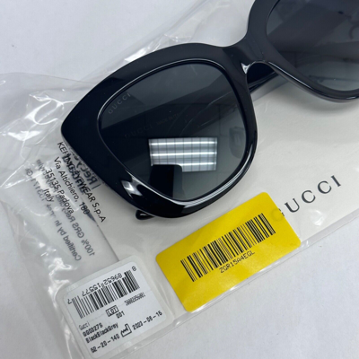 Pre-owned Gucci 0327 Black Gg Logo Butterfly Classic Authentic Cat Sunglasses Gg0327s 001 In Gray