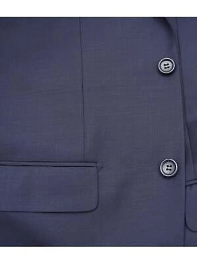 Pre-owned Label M Mens Classic Fit Navy Blue Two Button 100% Wool Suit