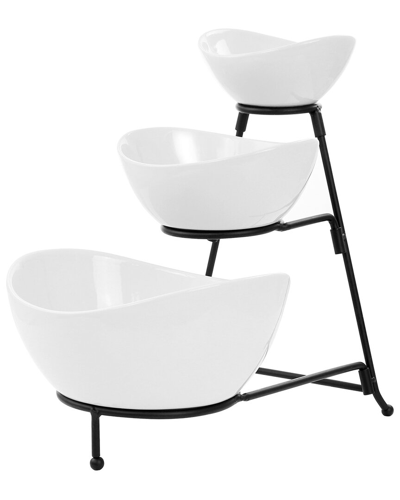 Elama 3 Tier Oval Bowl Porcelain Serveware Set
