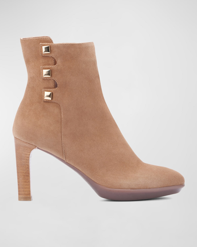 Shop Aquatalia Romea Three-button Platform Ankle Booties In Champagne