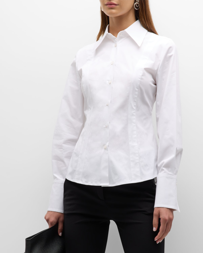 Shop Callas Milano Ripley Button-front Cotton Shirt In White