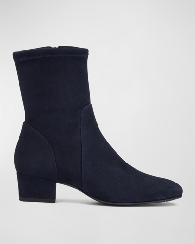 Shop Aquatalia Stassi Stretch Suede Ankle Boots In Navy