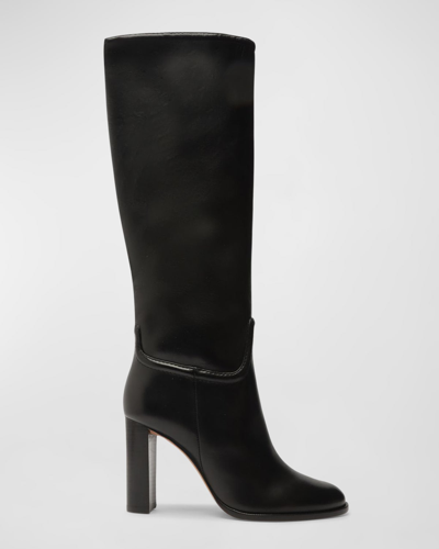 Shop Alexandre Birman Lauren Leather Knee Boots In Black