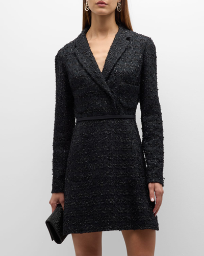 Shop Giambattista Valli Tweed Mini Blazer Dress In Black