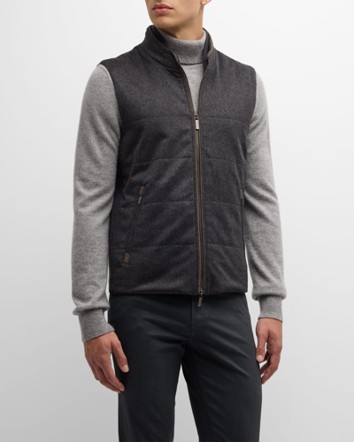Shop Baldassari Men's Cashmere Full-zip Vest In Charcoal