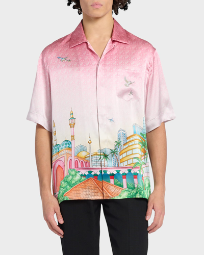 Shop Casablanca Men's Graphic Silk Camp Shirt In Morning City View