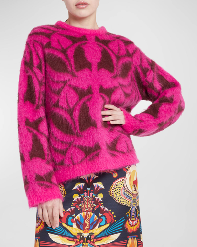 Shop La Doublej Camden Fuzzy Wool Jumper In Pink Overflow