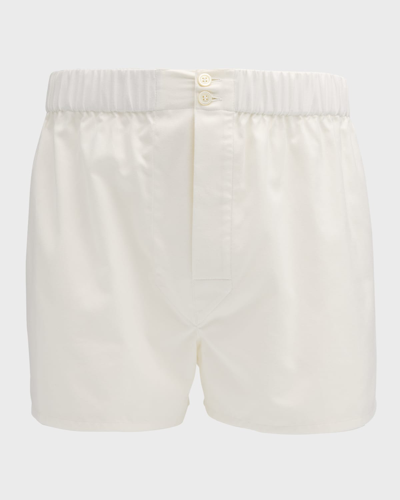 Shop Brioni Men's Solid Cotton Boxers In Off White
