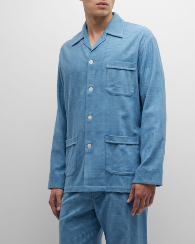 Shop Derek Rose Men's Kelburn 34 Long Pajama Set In Blue