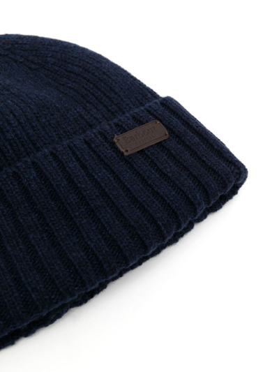 Shop Barbour Carlton Beanie In Blue