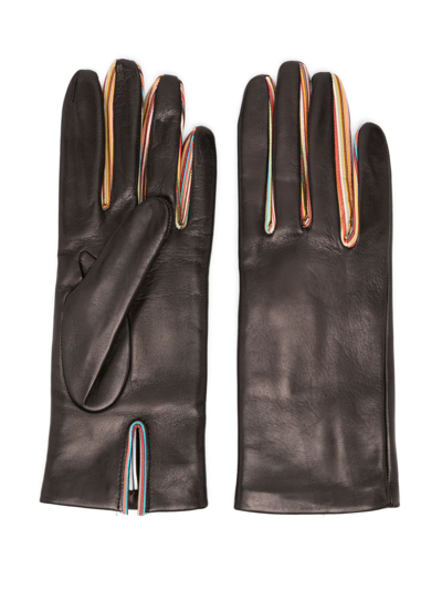 Shop Paul Smith Leather Gloves In Black