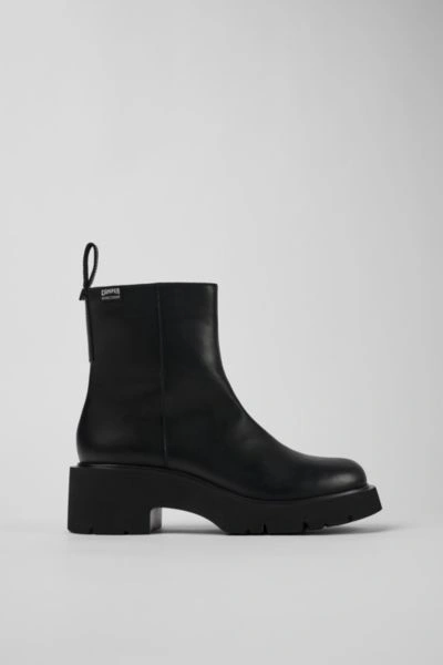 Shop Camper Milah Leather Zip Boot In Black, Women's At Urban Outfitters