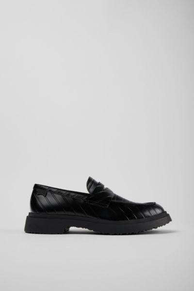 Shop Camper Walden Leather Moc Toe Loafer Shoe In Black Pattern, Men's At Urban Outfitters