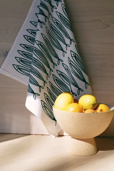 Julie Peach Sardine Tea Towel In White At Urban Outfitters In White