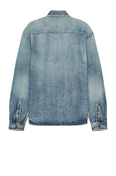 Saint Laurent Cassandre' Blue Cotton Shirt In Multi