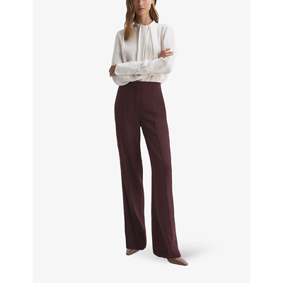 Shop Reiss Women's Burgundy Aleah Wide-leg Woven Trousers