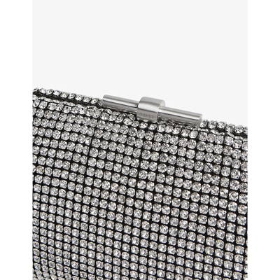 Reiss Womens Silver Adaline Chain-strap Crystal-embellished Woven Clutch Bag In Silver