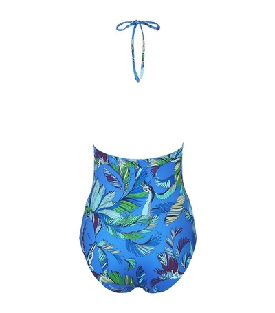 Shop Emilio Pucci Exotic Print Halterneck Swimsuit